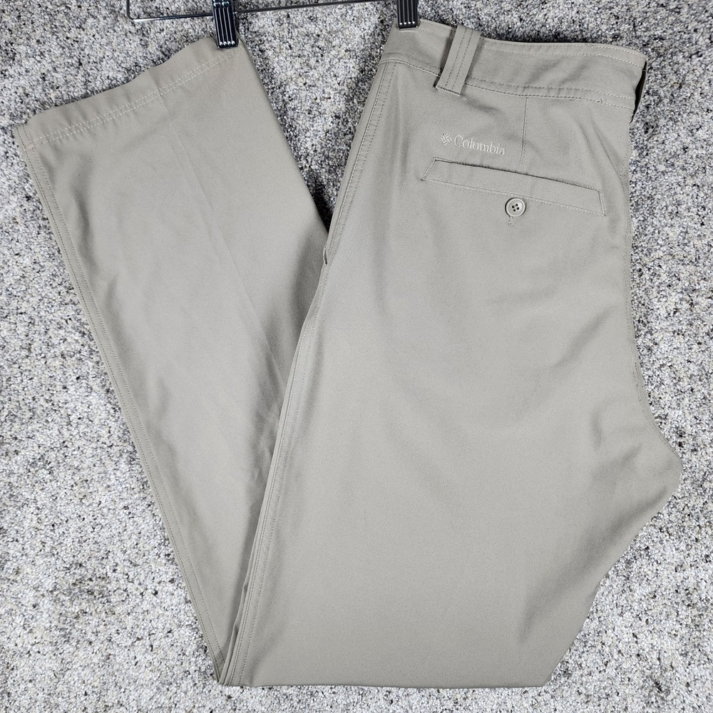 Columbia Pants Mens 34x32 Khaki Omni-Shade Straight Leg Hiking Good